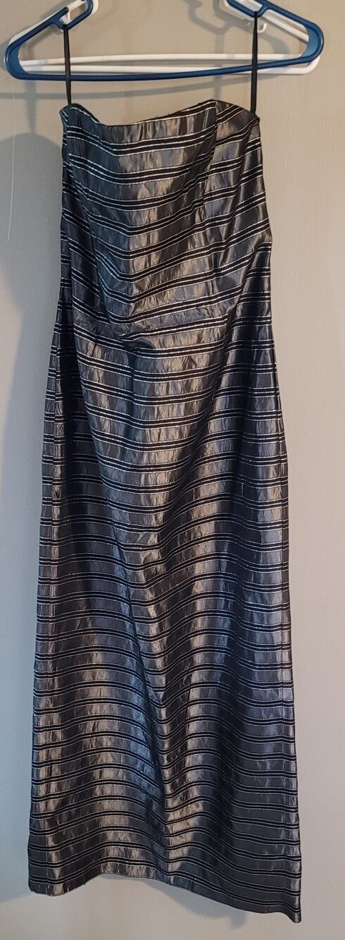 Women's long strapless dress gown silver/black size 12 by Jessica McClintock